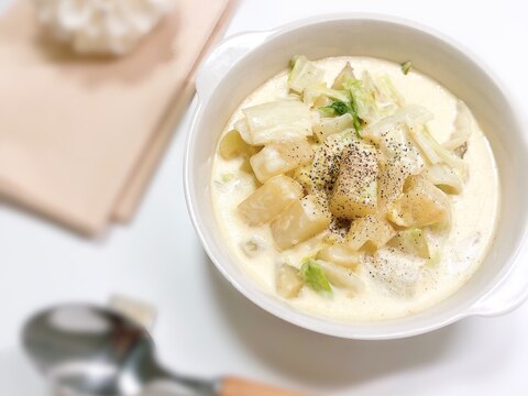 【1人分】白菜とジャガイモのクリーム煮